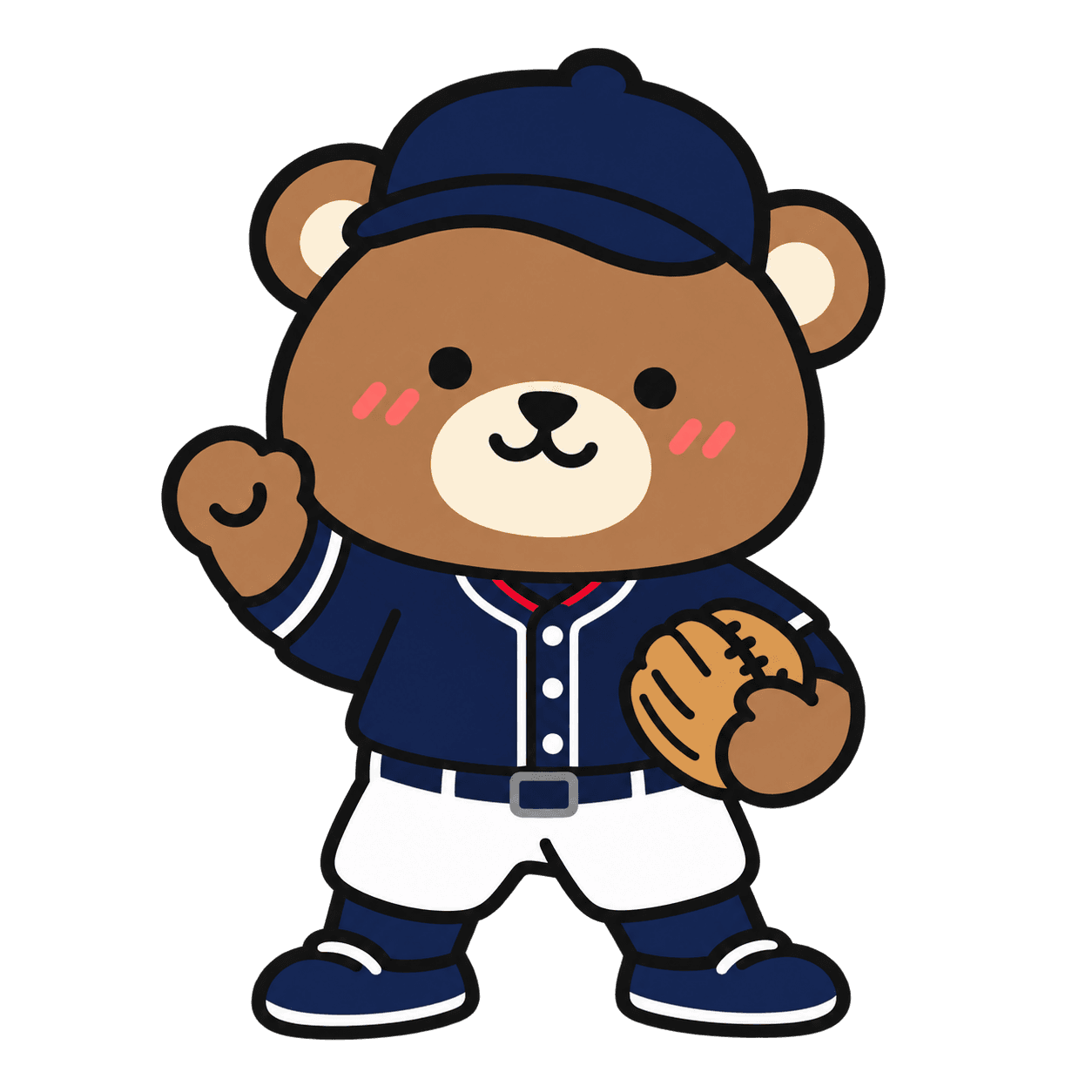 두산 베어스 색의 유니폼을 입은 CheerSpot 곰