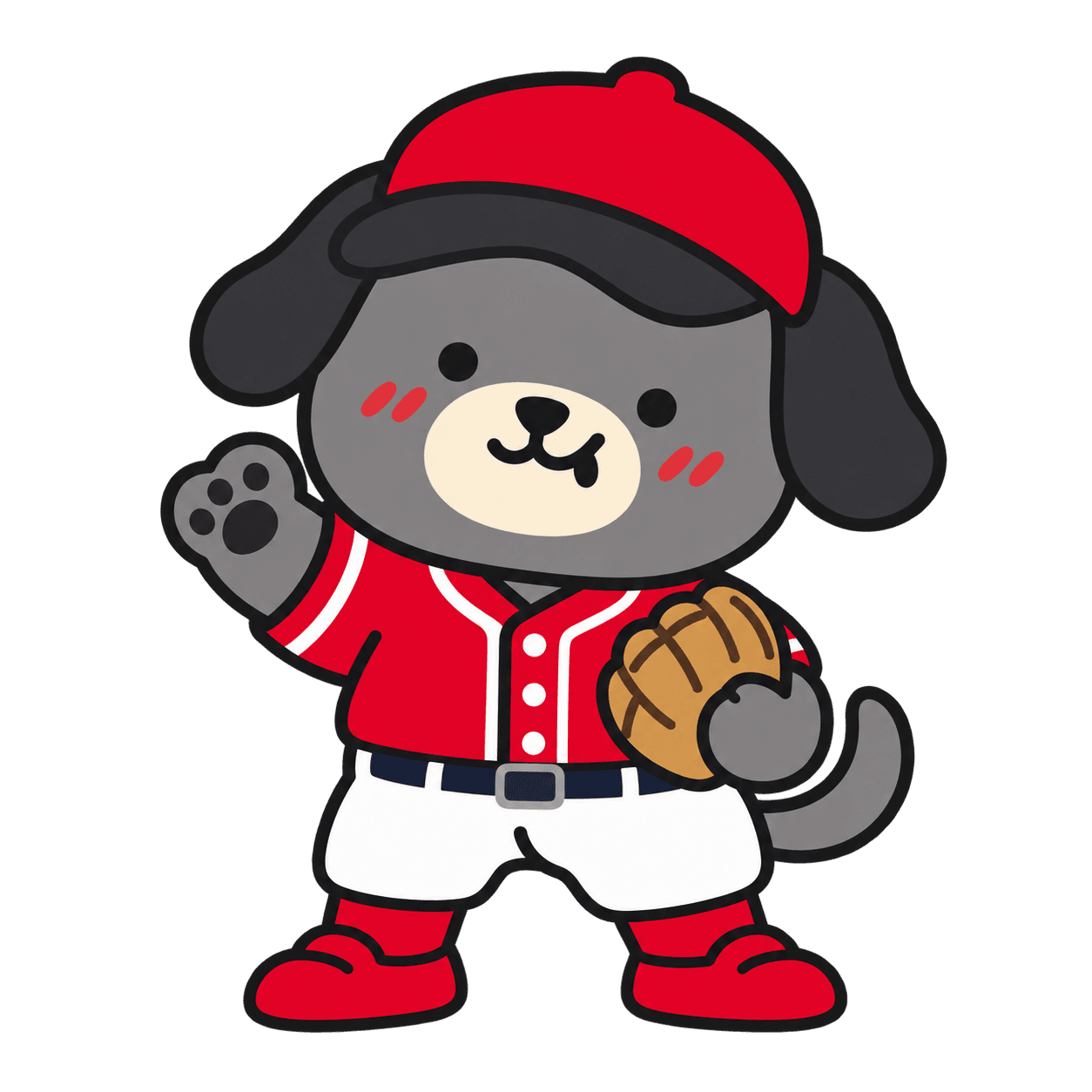 SSG 랜더스 색의 유니폼을 입은 CheerSpot 강아지